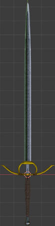 Damascus-blade longsword with a complex hilt