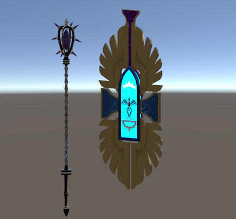 Trick weapon staff and shield form