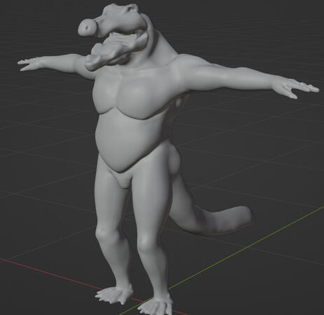 Commission: WIP Crocodilian humanoid (pre-details sculpt)