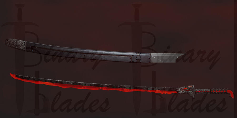 Commission: Jagged Sci-fi katana with some DnD-inspired elements. ***